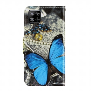 Flip Case Für Samsung Galaxy A12 Blauer Schmetterling