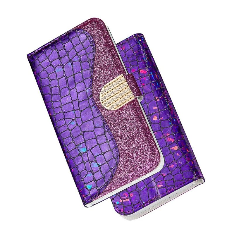 Flip Case Für Samsung Galaxy A12 Luxus-kroko-pailletten