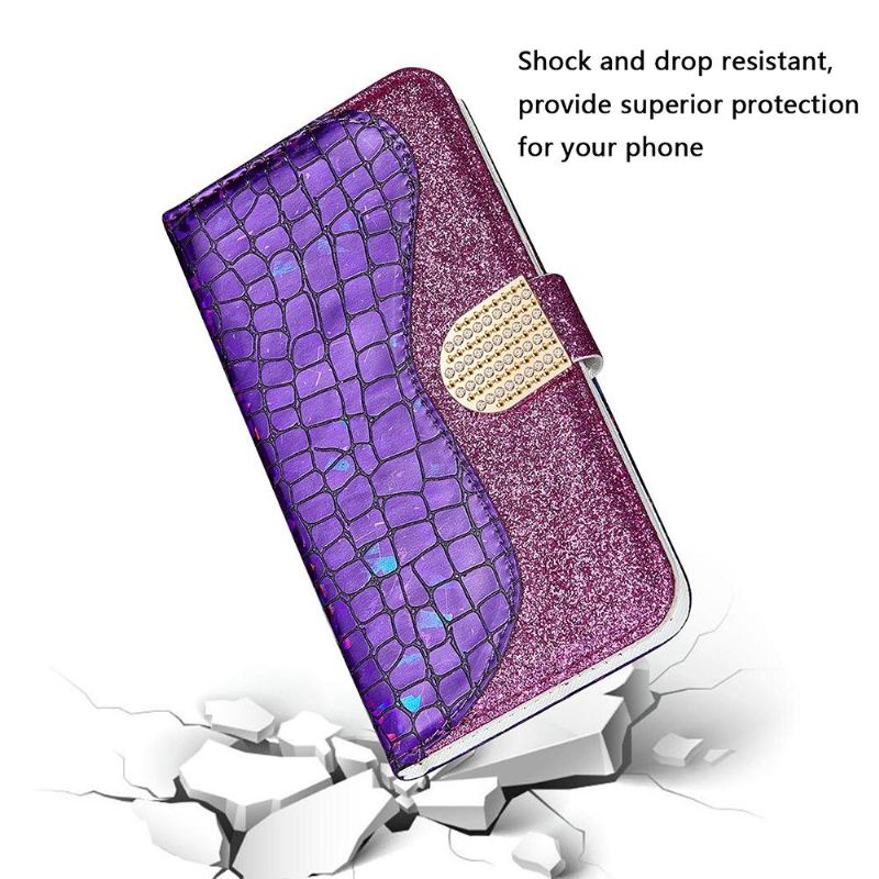 Flip Case Für Samsung Galaxy A12 Luxus-kroko-pailletten