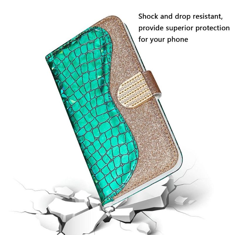 Flip Case Für Samsung Galaxy A12 Luxus-kroko-pailletten