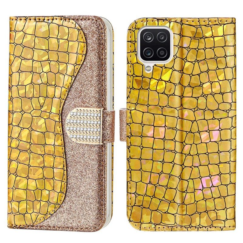 Flip Case Für Samsung Galaxy A12 Luxus-kroko-pailletten