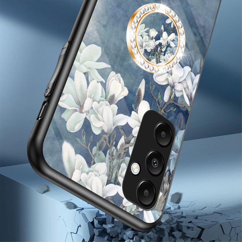 Hülle Für Samsung Galaxy A55 5g Halter Aus Gehärtetem Glas Mit Blumenmuster