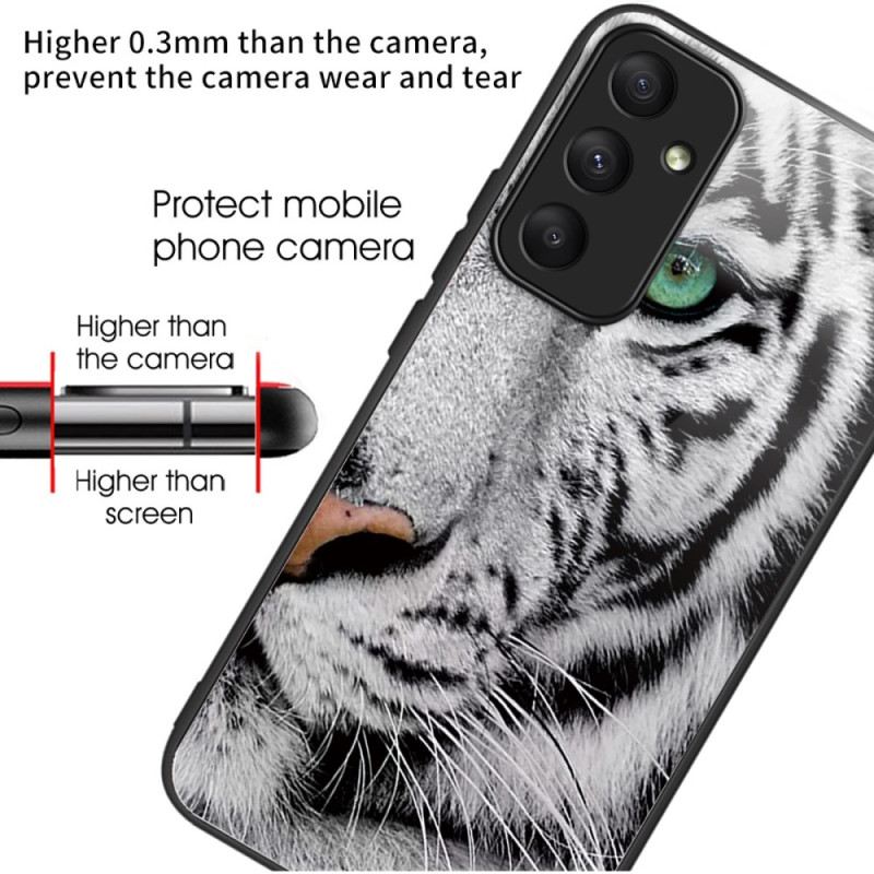 Hülle Samsung Galaxy A55 5g Handyhülle Weißes Tiger-hartglas