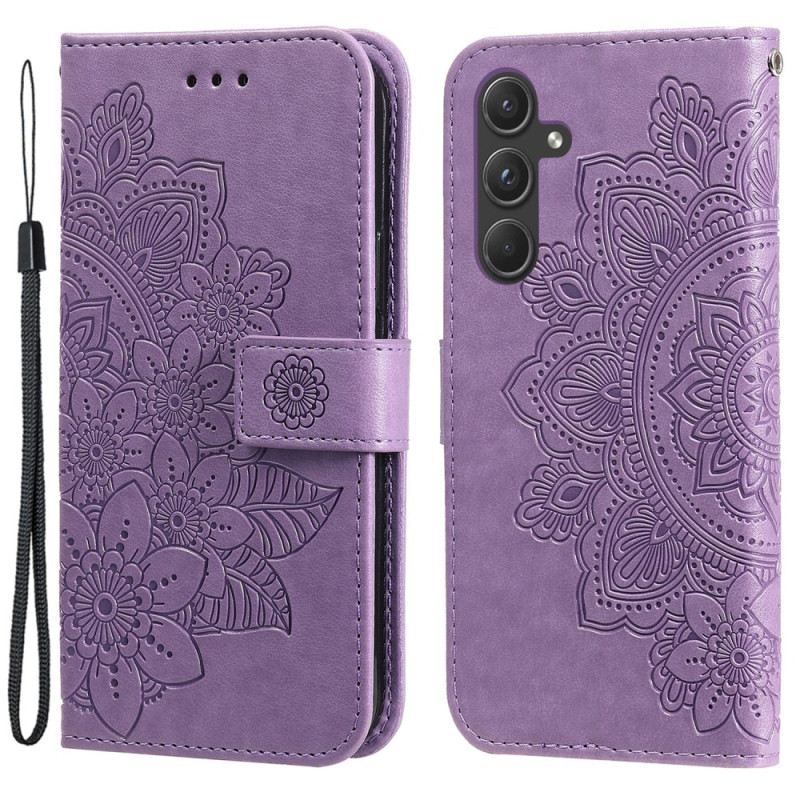 Lederhüllen Samsung Galaxy A55 5g Handyhülle Blumenmandala Mit Riemen