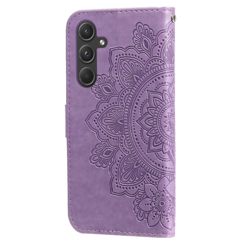 Lederhüllen Samsung Galaxy A55 5g Handyhülle Blumenmandala Mit Riemen