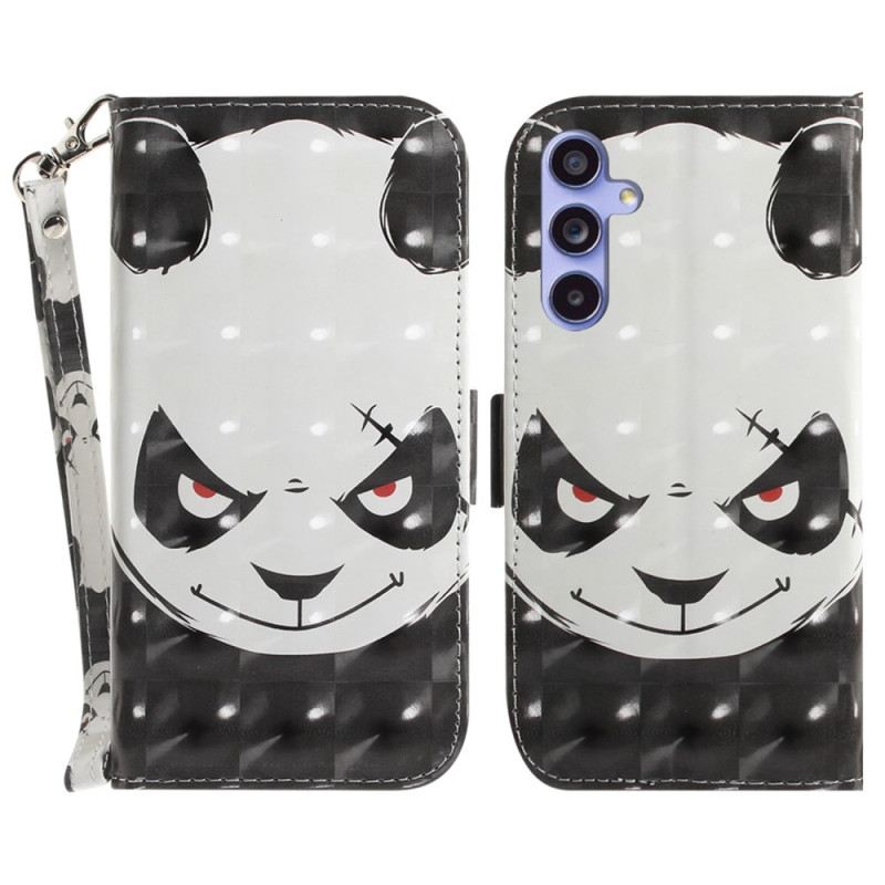 Lederhüllen Samsung Galaxy A55 5g Wütender Panda Mit Riemen