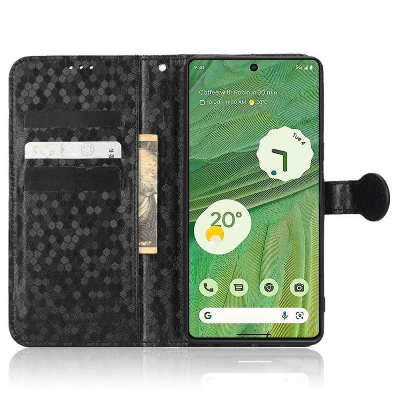 Flip Case Für Google Pixel 7 Mit Kordel 3d-riemchendesign