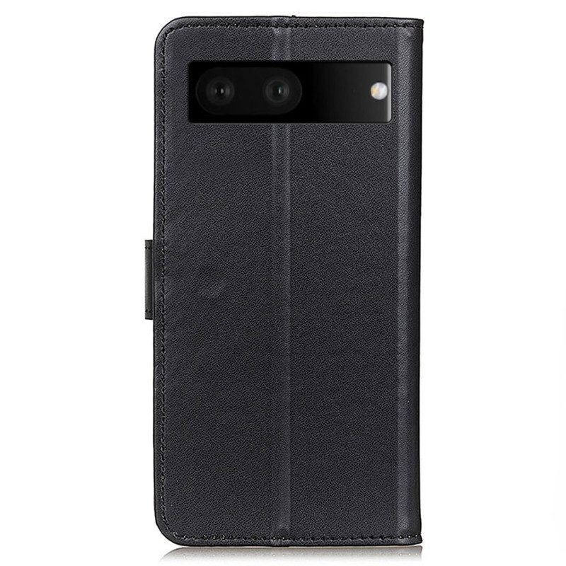 Flip Case Für Google Pixel 7 Schlichtes Kunstleder