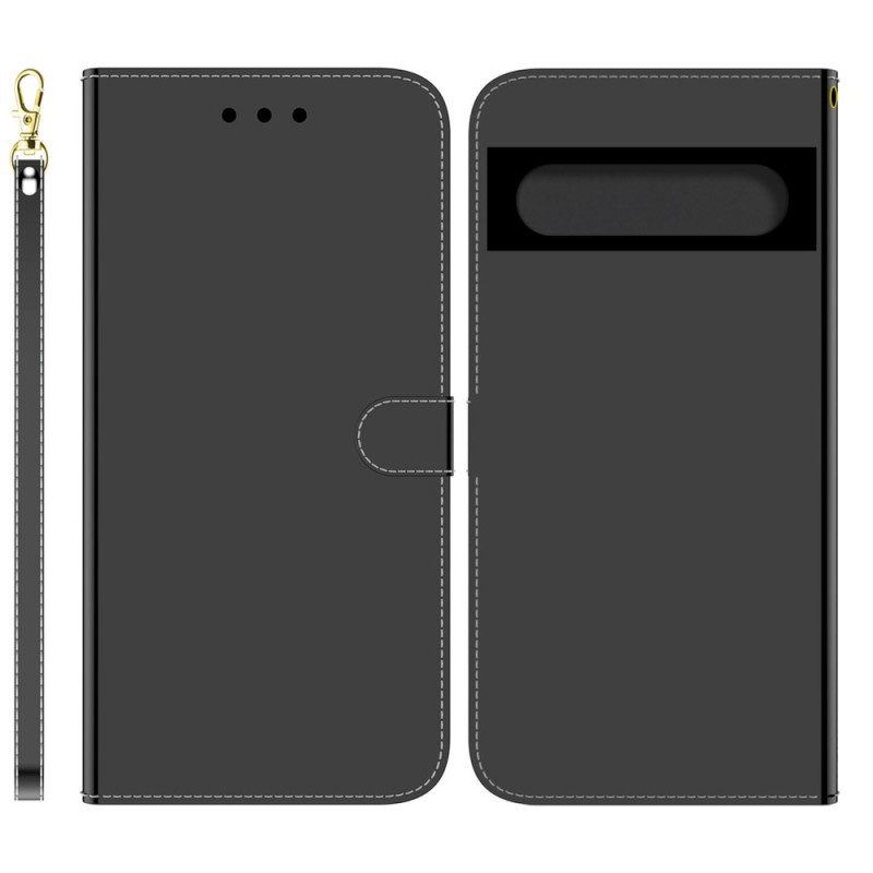 Flip Case Für Google Pixel 7 Spiegelabdeckung Aus Kunstleder