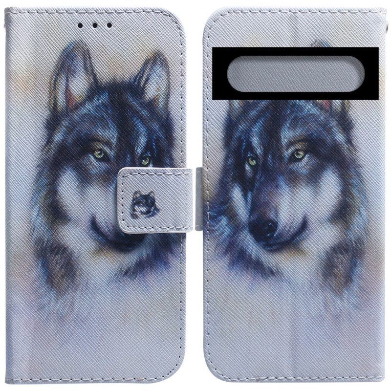 Lederhüllen Für Google Pixel 7 Aquarell-wolf