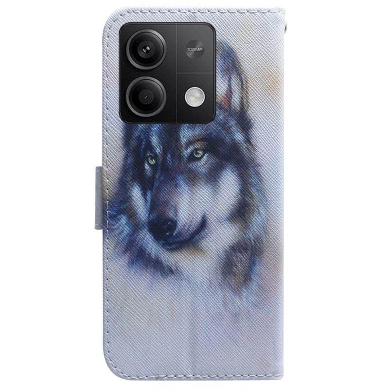 Lederhüllen Xiaomi Redmi Note 13 5g Handyhülle Aquarell Wolf