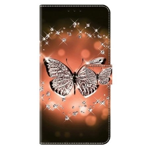 Lederhüllen Xiaomi Redmi Note 13 5g Handyhülle Kristallschmetterling