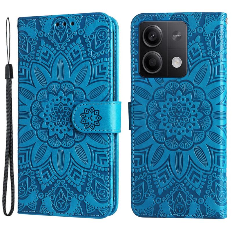 Lederhüllen Xiaomi Redmi Note 13 5g Sonnenblumenmuster Mit Riemen