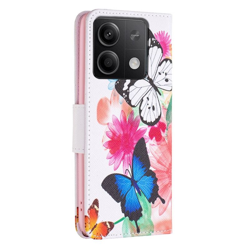 Lederhüllen Xiaomi Redmi Note 13 5g Zwei Aquarell-schmetterlinge