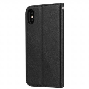 Flip Case Für iPhone XS Max Standkoffer Lederoptik