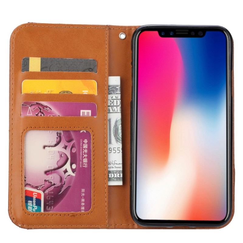 Flip Case Für iPhone XS Max Standkoffer Lederoptik