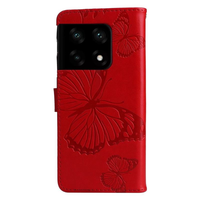 Flip Case Für OnePlus 10 Pro Unterstützungsfunktion Schmetterlinge