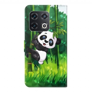 Lederhüllen Für OnePlus 10 Pro Schutzhülle Sitzender Panda