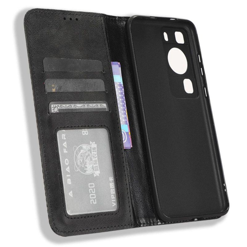 Schutzhülle Für Huawei P60 Pro Flip Case Stilisierter Lederstil