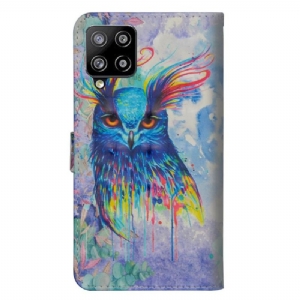 Lederhüllen Für Samsung Galaxy A42 5G Aquarell Eule