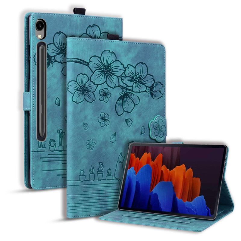 Lederhüllen Samsung Galaxy Tab S9 Blumenkatze