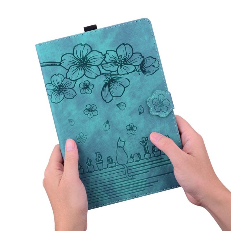 Lederhüllen Samsung Galaxy Tab S9 Blumenkatze