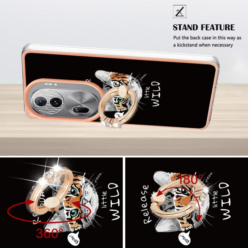 Hülle Für Oppo Reno 11 Pro 5g Ring-support-katzen- Und Tigermuster