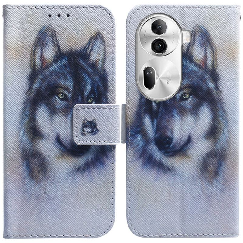 Lederhüllen Für Oppo Reno 11 Pro 5g Wolf-aquarell