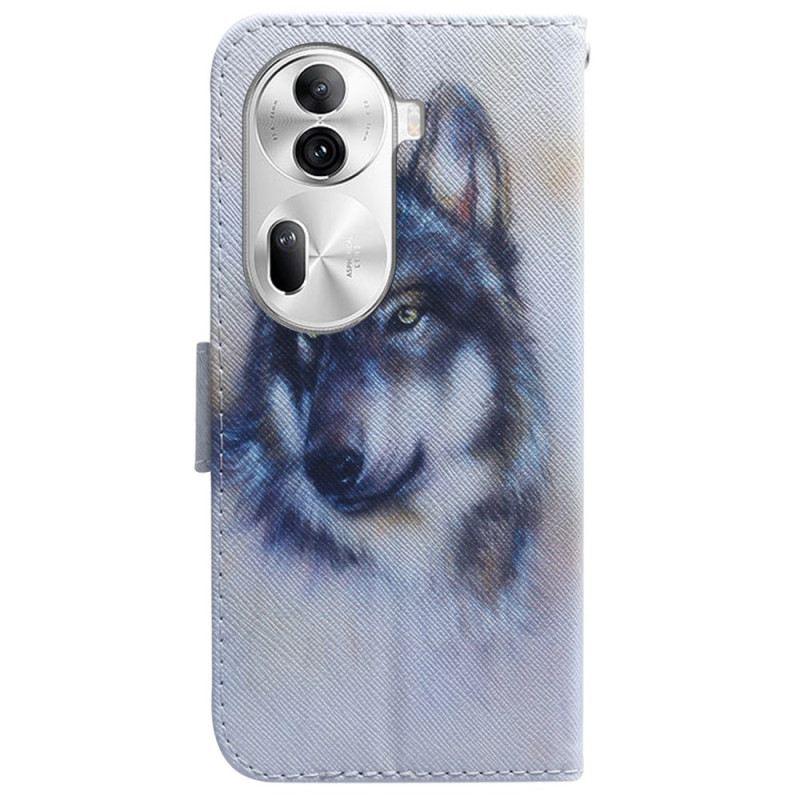 Lederhüllen Für Oppo Reno 11 Pro 5g Wolf-aquarell