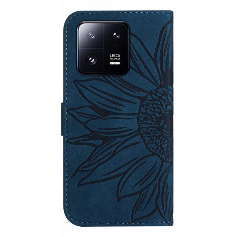 Flip Case Für Xiaomi 13 Pro Blume Mit Schlüsselband