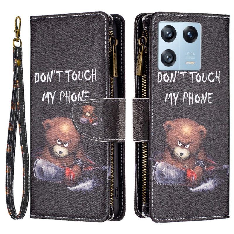 Flip Case Für Xiaomi 13 Pro Reißverschlusstasche Dangerous Bear