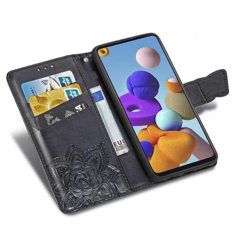 Flip Case Für Samsung Galaxy A21s Erleichterung Schmetterling