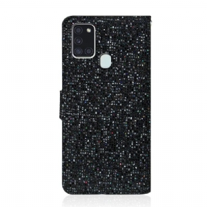 Flip Case Für Samsung Galaxy A21s Glitzerkartenhalter