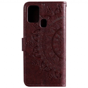 Flip Case Für Samsung Galaxy A21s Mandala Mit Prägung