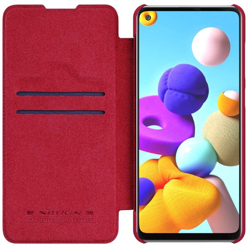 Flip Case Für Samsung Galaxy A21s Qin-serie Ledereffekt