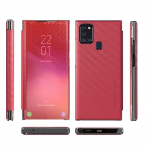 Handyhülle Für Samsung Galaxy A21s Schutzhülle Flip Case Kohlefaser