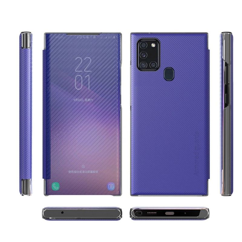 Handyhülle Für Samsung Galaxy A21s Schutzhülle Flip Case Kohlefaser