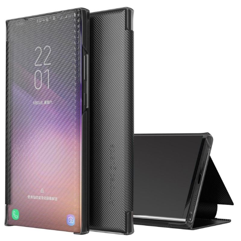 Handyhülle Für Samsung Galaxy A21s Schutzhülle Flip Case Kohlefaser