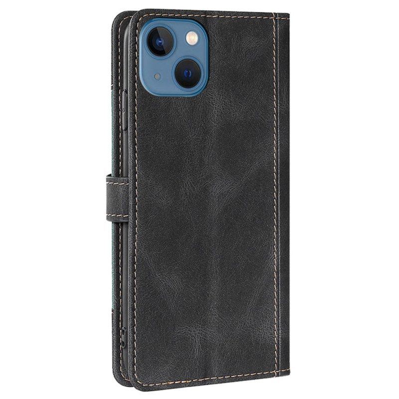 Flip Case Für iPhone 14 Plus Kunstleder Bicolor Stylisch