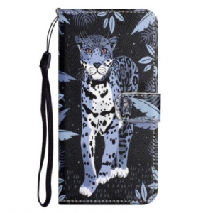 Flip Case Für iPhone 14 Plus Mit Kordel Riemchen-leopard