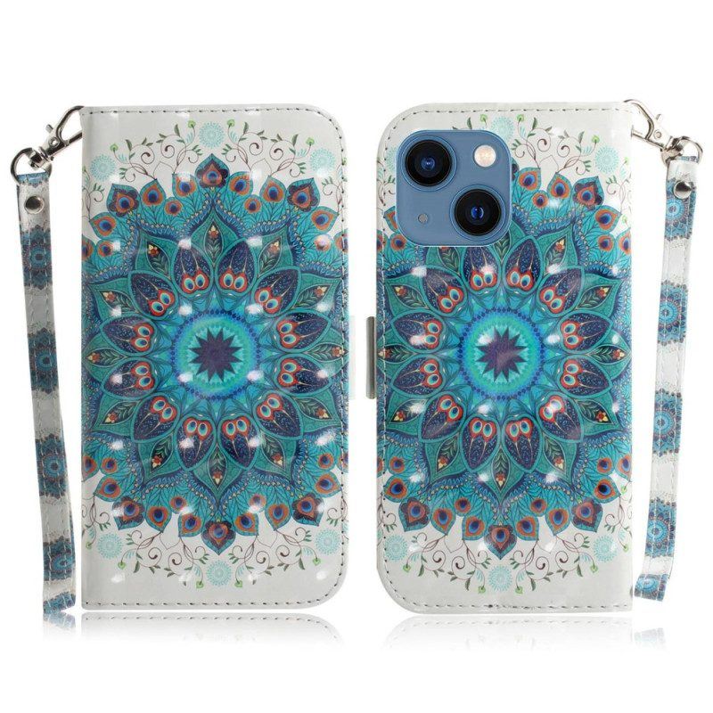 Flip Case Für iPhone 14 Plus Mit Kordel Riemchen-mandala