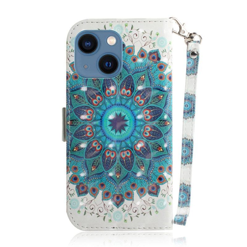 Flip Case Für iPhone 14 Plus Mit Kordel Riemchen-mandala