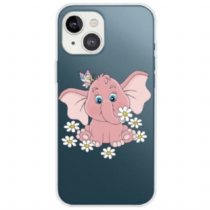 Hülle Für iPhone 14 Plus Nahtloser Rosa Elefant