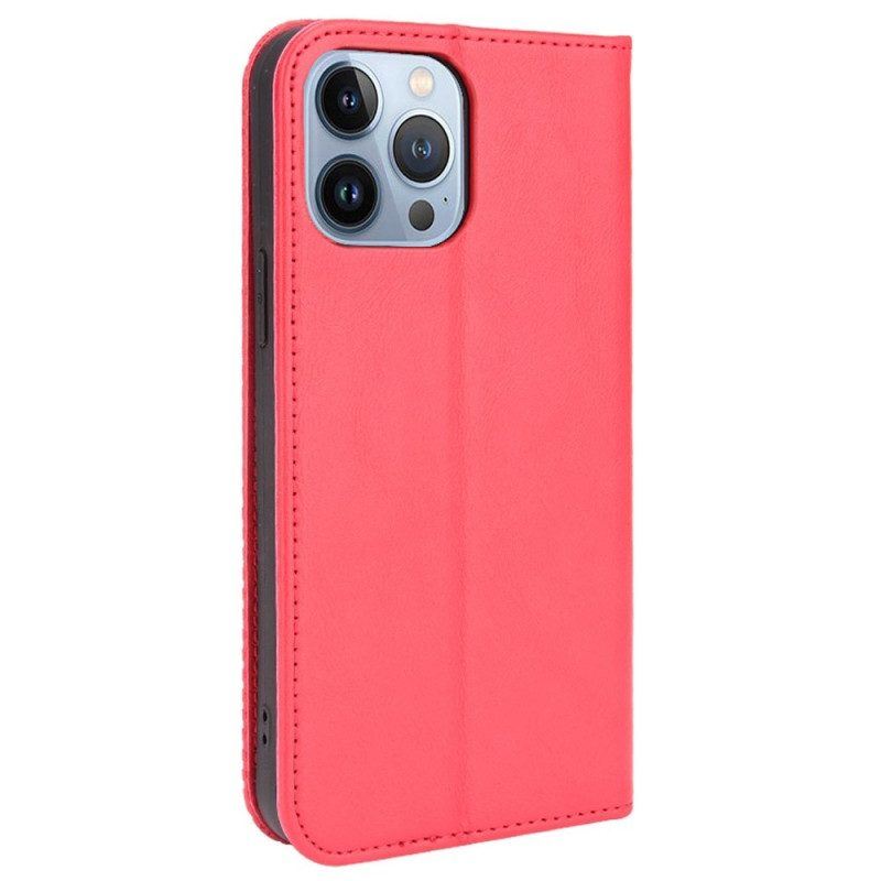 Schutzhülle Für iPhone 14 Plus Flip Case Stilisierter Vintage-ledereffekt