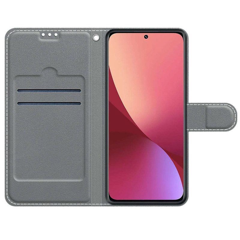 Flip Case Für Xiaomi 12 / 12X Mit Kordel Riemchenblumenmuster