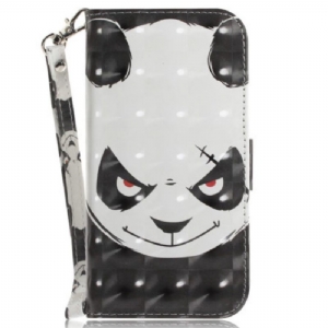 Flip Case Für Xiaomi 12 / 12X Mit Kordel Wütender Panda Mit Schlüsselband