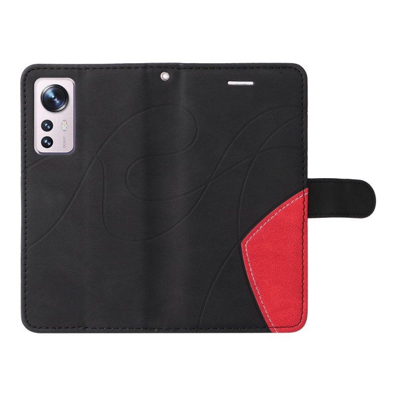 Flip Case Für Xiaomi 12 / 12X Mit Kordel Zweifarbiger Riemen