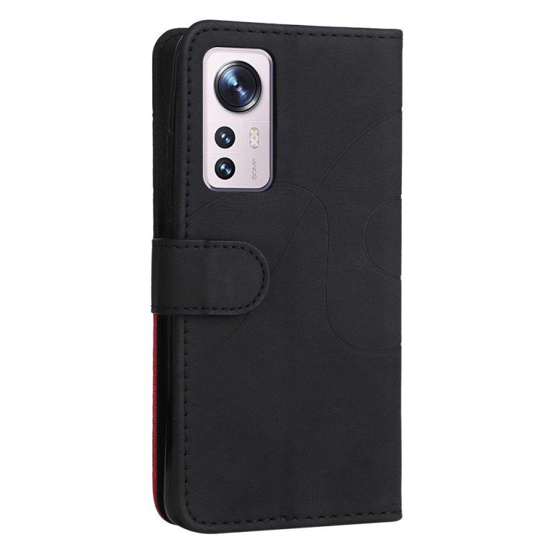 Flip Case Für Xiaomi 12 / 12X Mit Kordel Zweifarbiger Riemen