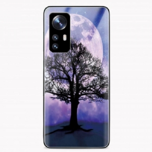 Handyhülle Für Xiaomi 12 / 12X Baum Und Mond Aus Gehärtetem Glas