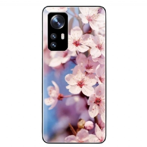 Hülle Für Xiaomi 12 / 12X Realistische Blumen Aus Gehärtetem Glas